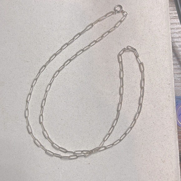 18-Inch Sterling Silver Textured Paperclip Chain with stamped springing clasp. - Picture 7 of 8